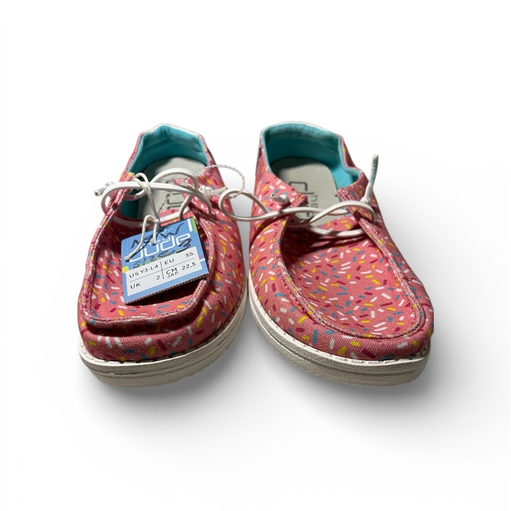Hey Dude Wendy Youth Size Y3 Slip On Shoes Pink With Sprinkles New Without Box